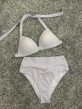 PINK Victoria's Secret Light Lavender Halter High-Waist Bikini Sz M